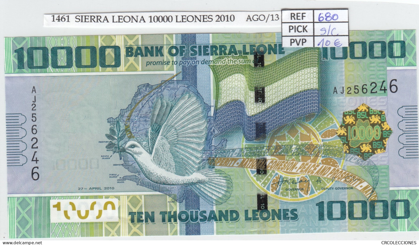 BILLETE SIERRA LEONA 10.000 LEONES 2010 P-33a SIN CIRCULAR  - Other - Africa