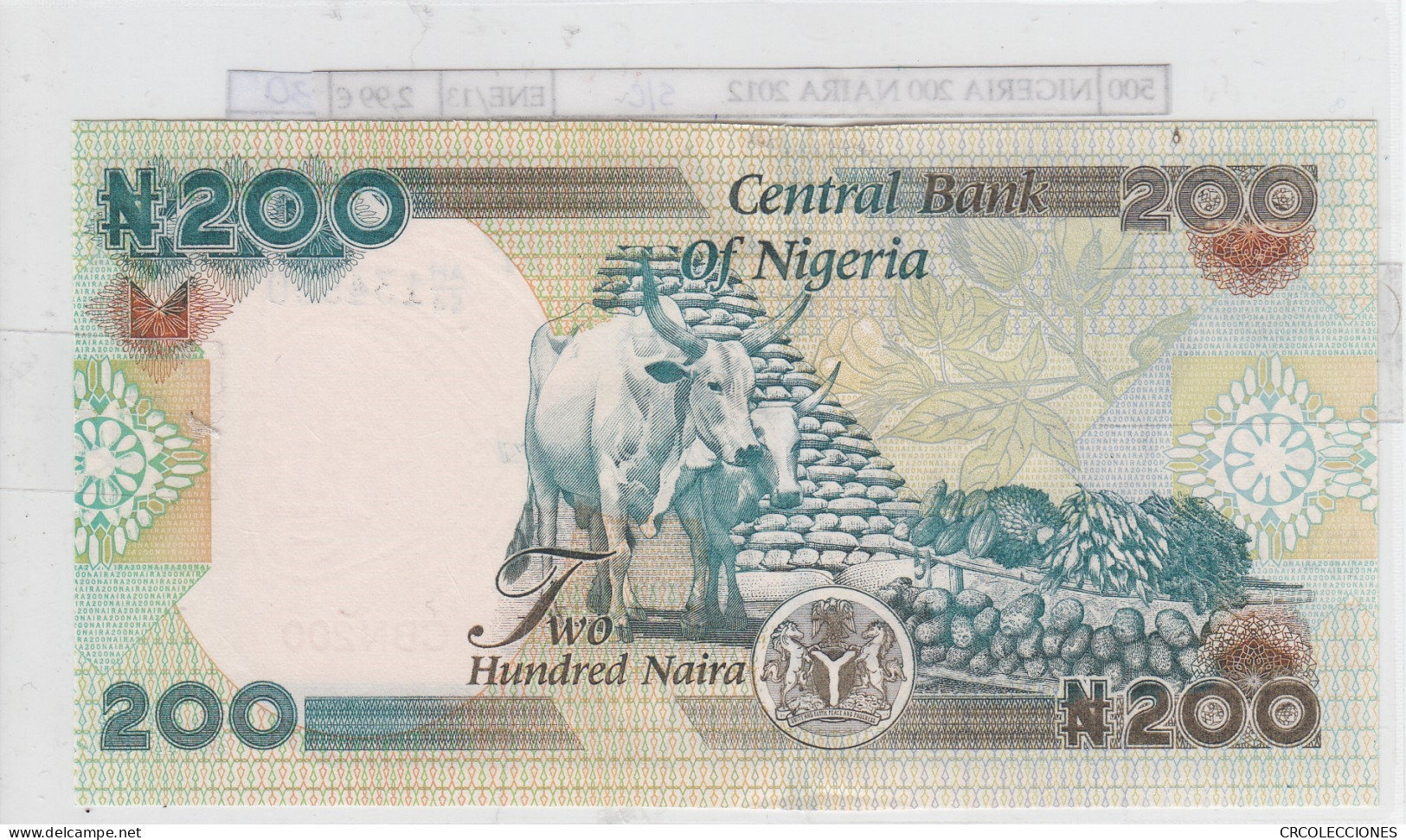 BILLETE NIGERIA 200 NAIRA 2012 (AÑO RARO) P-29k SIN CIRCULAR  - Otros – Africa