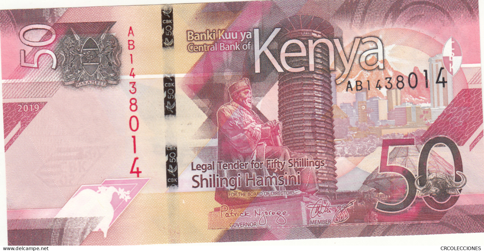 BILLETE KENIA 50 SHILLINGS 2019 P-52a SIN CIRCULAR  - Otros – Africa