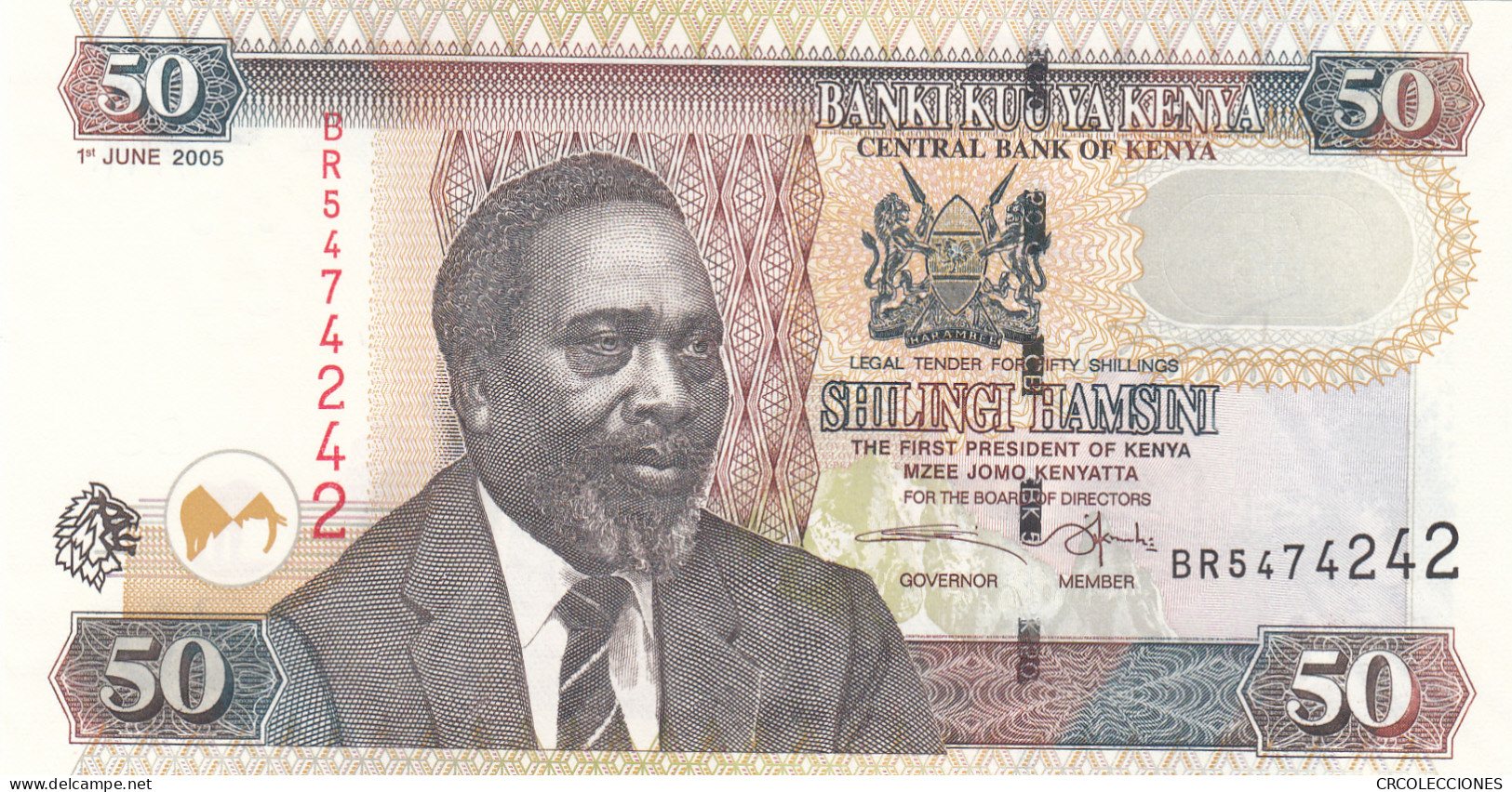 BILLETE KENYA 50 SHILLINGS 2005 P-47a SIN CIRCULAR  - Otros – Africa