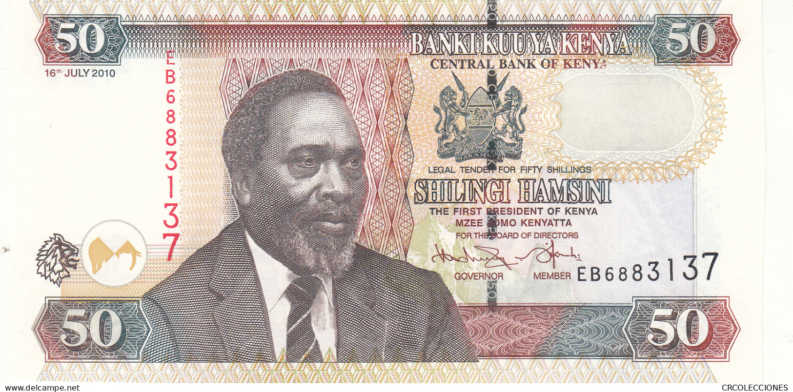 BILLETE KENYA 50 SHILLINGS 2010 P-47e SIN CIRCULAR  - Sonstige – Afrika