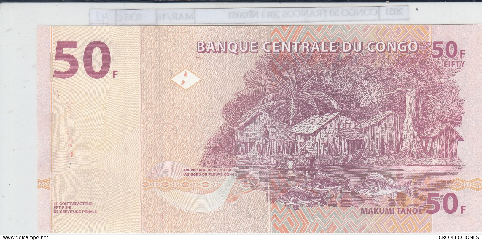 BILLETE CONGO 50 FRANCOS 2013 P-97Аa SIN CIRCULAR - Altri – Africa