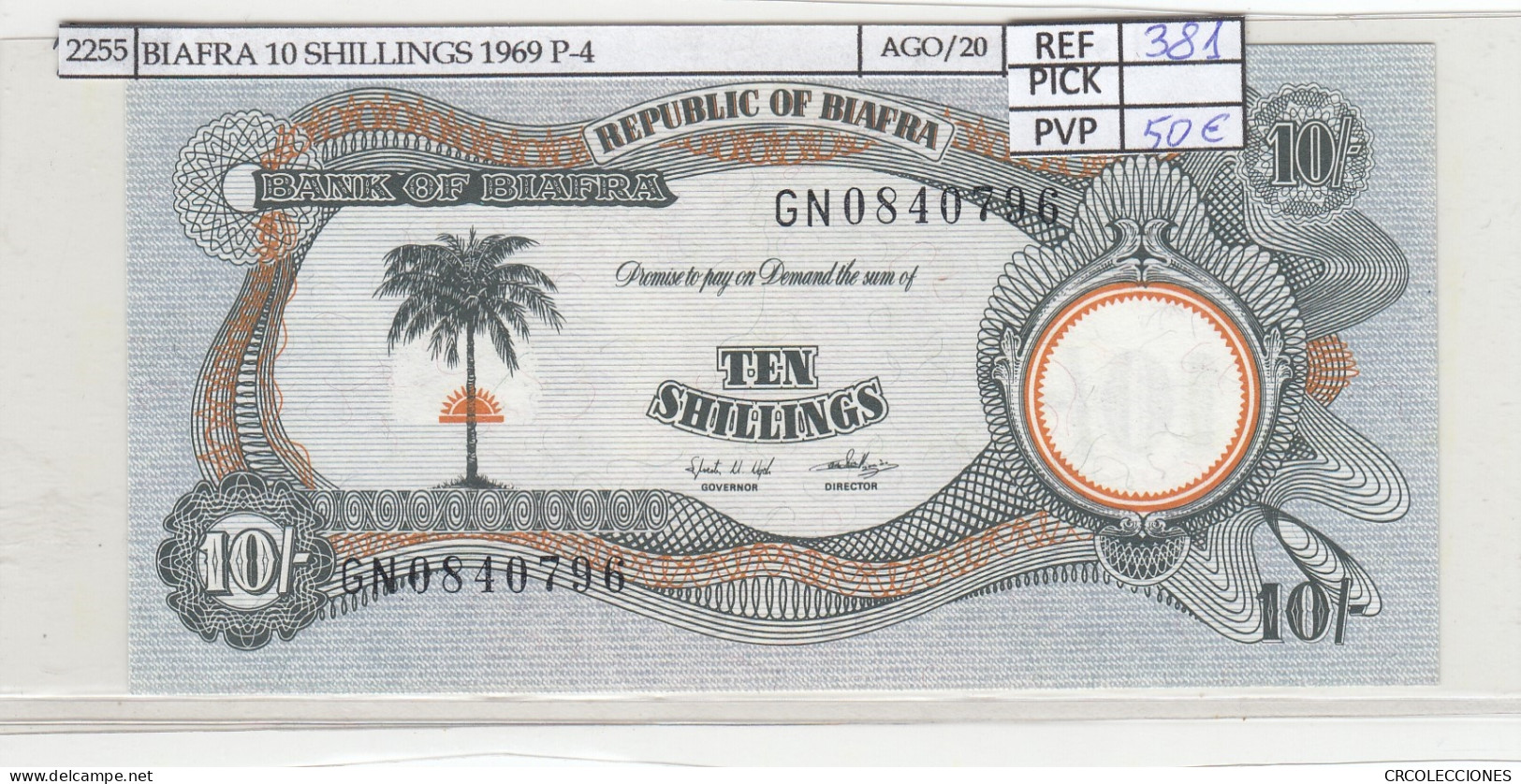 BILLETE BIAFRA 10 SHILLINGS 1969 P-4 SIN CIRCULAR - Other - Africa