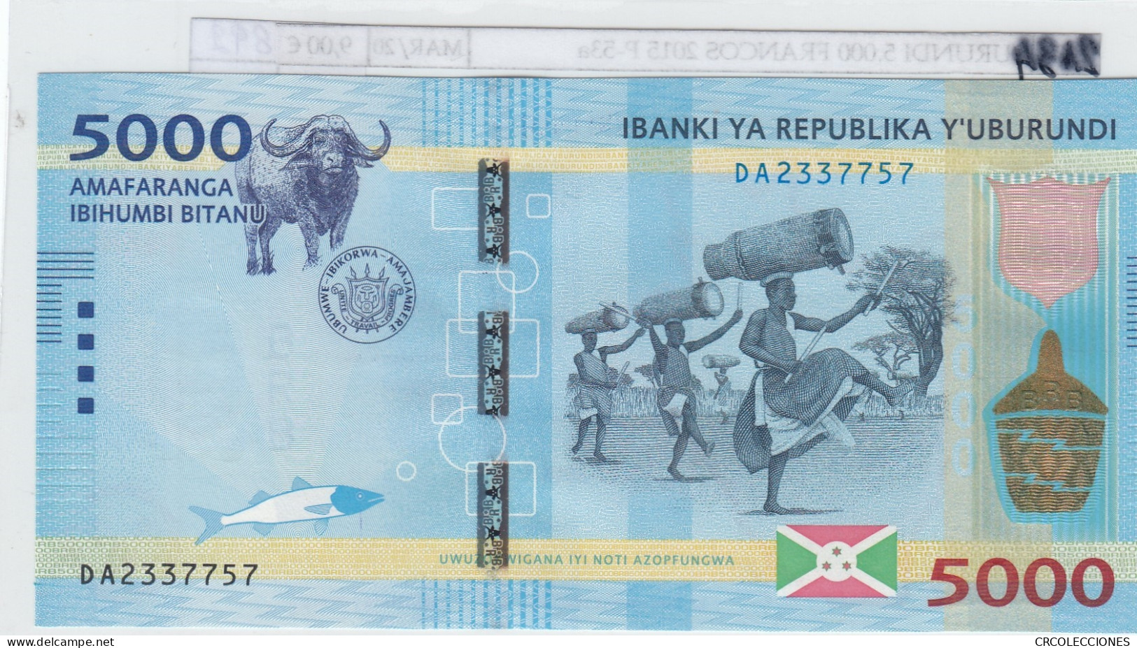 BILLETE BURUNDI 5.000 FRANCOS 2015 P-53a SIN CIRCULAR - Sonstige – Afrika