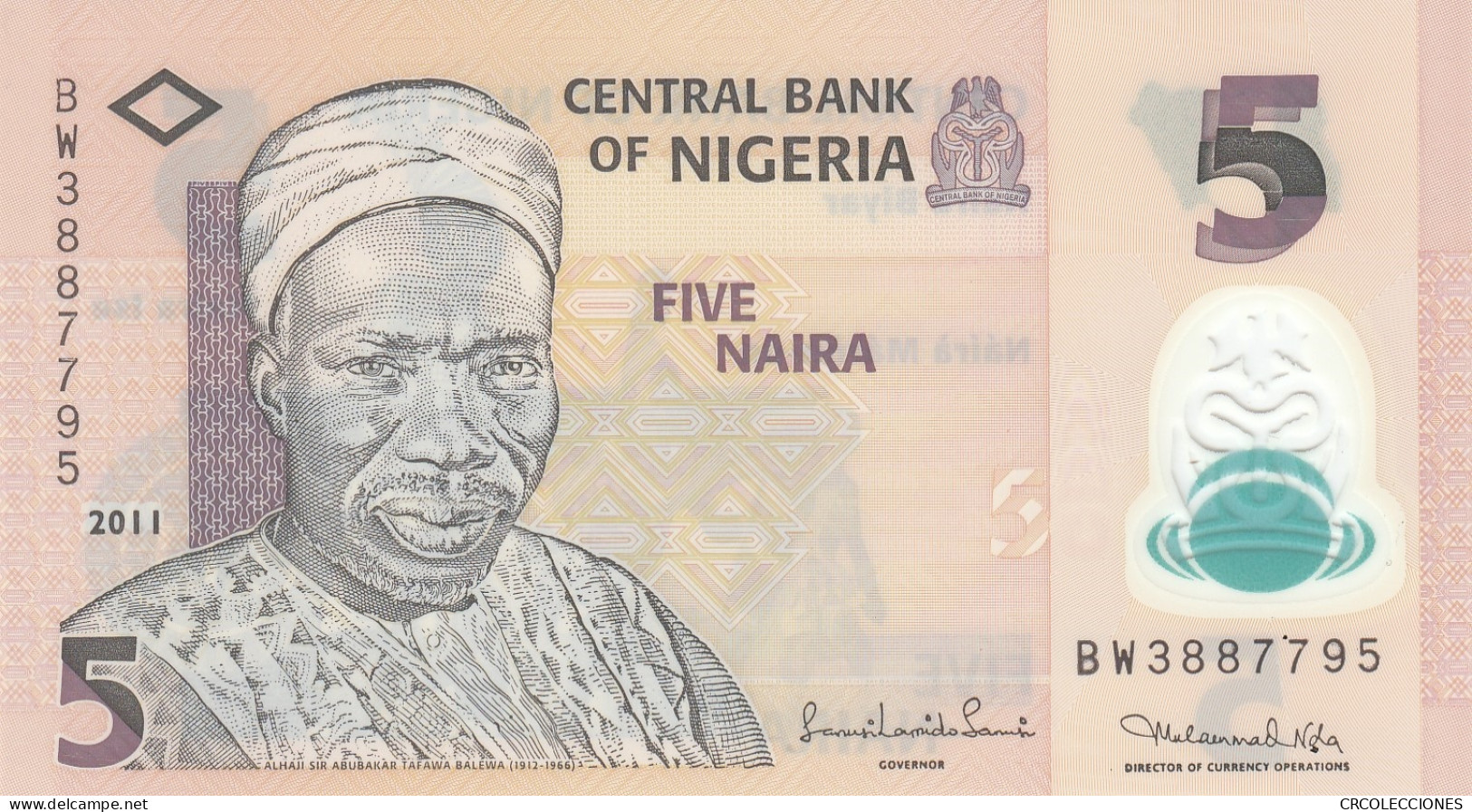 BILLETE NIGERIA 5 NAIRA 2011 POLIMERO P-38c SIN CIRCULAR - Sonstige – Afrika