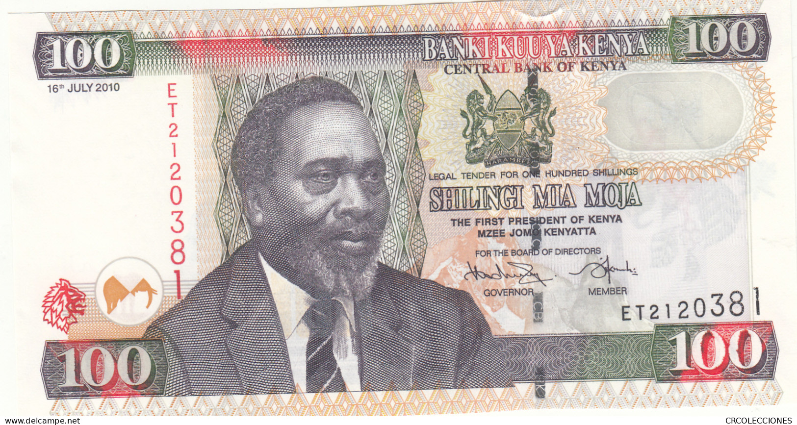 BILLETE KENIA 100 SHILLINGS 2010 P-48e.2 SIN CIRCULAR  - Other - Africa