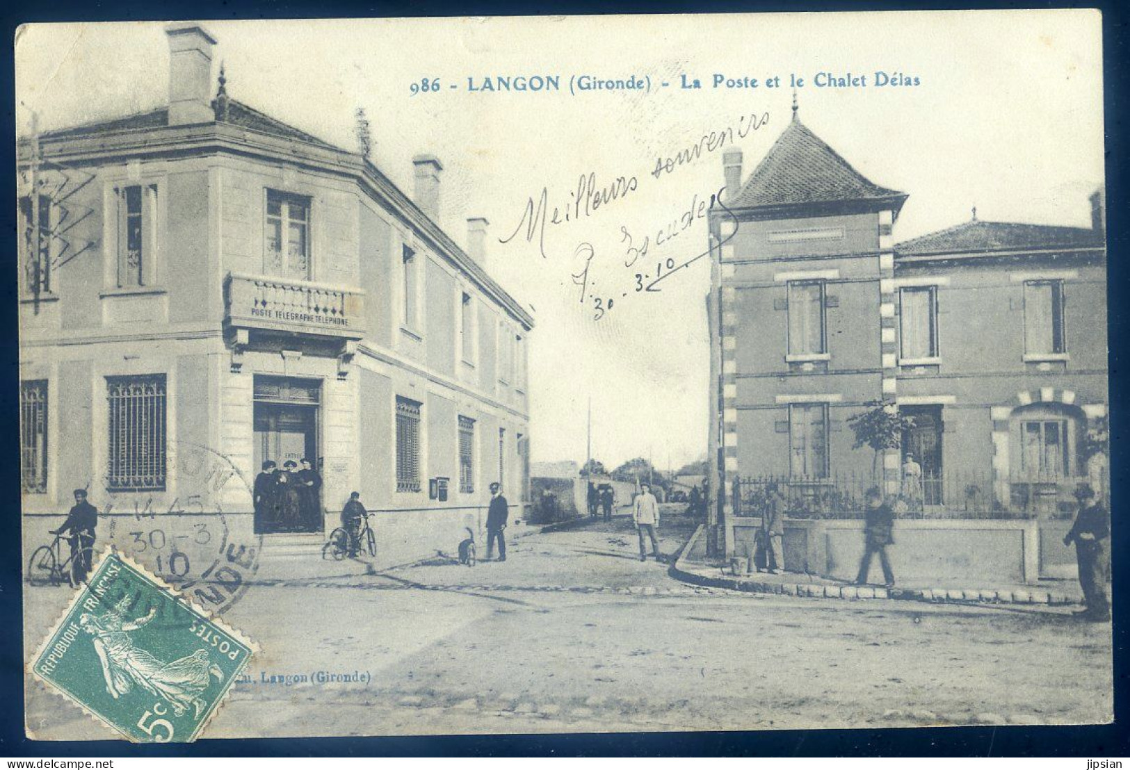 Cpa Du 33 Langon -- La Poste Et Le Chalet Délas    STEP145 - Langon