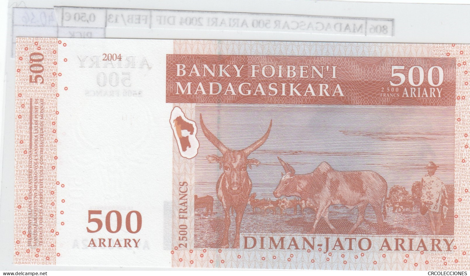 BILLETE MADAGASCAR 500 ARIARI 2004 P-88a SIN CIRCULAR - Autres - Afrique