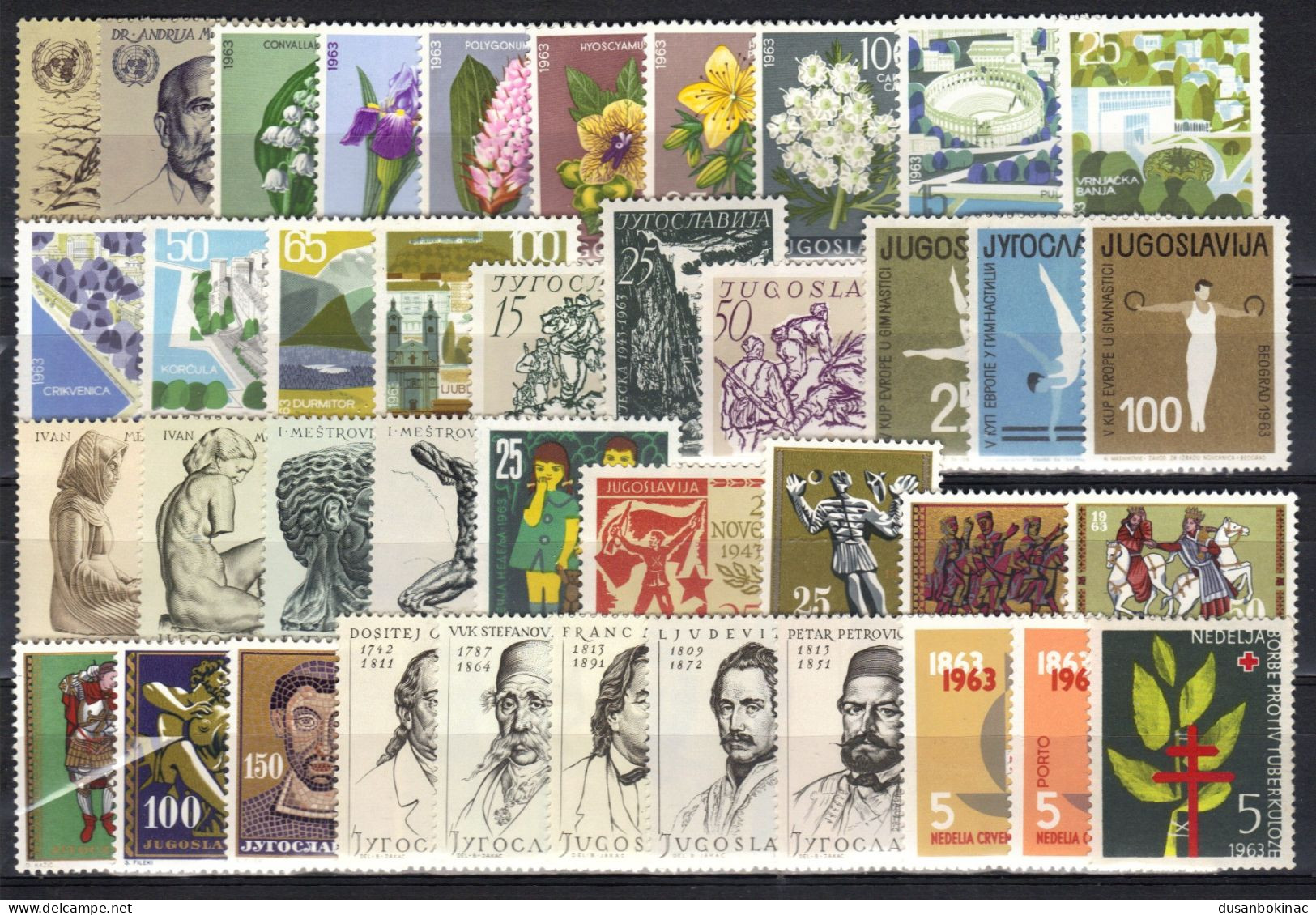 Yugoslavia-Complete Year 1963, MNH (without Surcharges) - Oblitérés