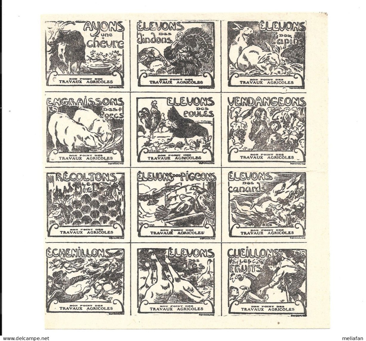 KB1447 - PLANCHE BON-POINTS - LES TRAVAUX AGRICOLES 1918 - Altri & Non Classificati