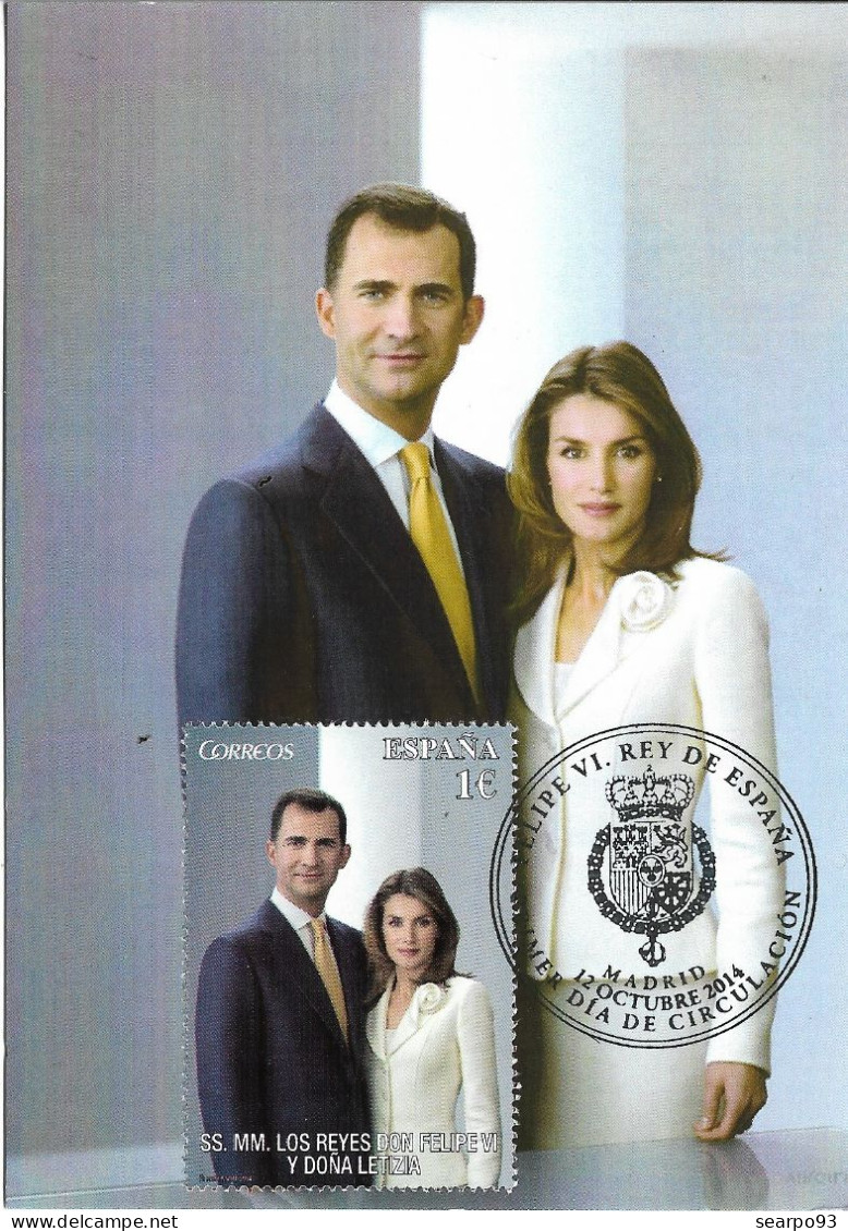 SPAIN. MAXICARD FIRST DAY. KINGS FELIPE VI AND LETIZIA. 2014 - Cartoline Maximum