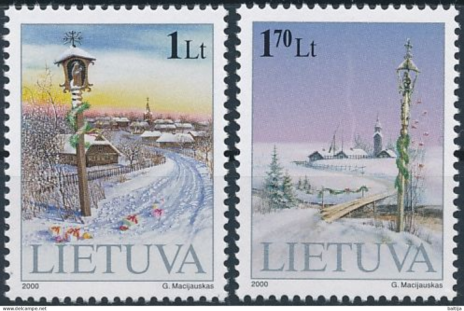 Mi 742-743 ** MNH / Christmas & New Year - Lithuania