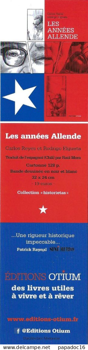 BD - Marque-pages - Les Années Allende - Editions Otium - Ill. Carlos Reyes - Marcapáginas