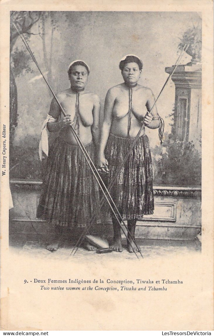 NOUVELLE CALEDONIE - Deux Femmes Indigenes De La Conception Tiwaka Et Tchamba  - Carte Postale Ancienne - Nieuw-Caledonië