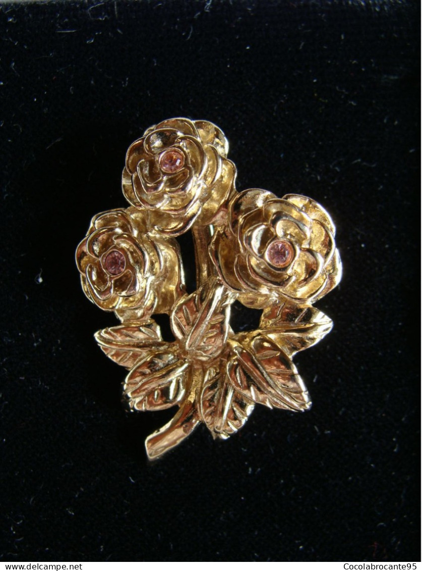 Broche Vintage Plaqué Or / Bouquet De Roses - Broches