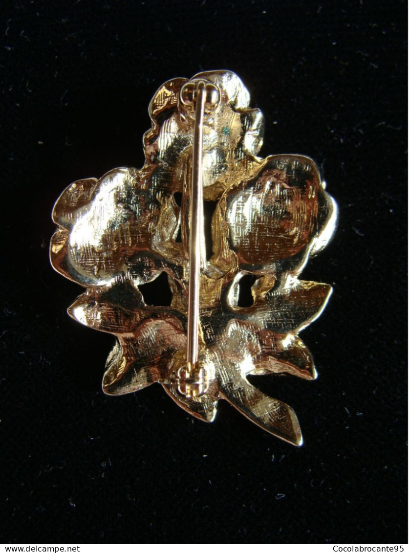 Broche Vintage Plaqué Or / Bouquet De Roses - Brooches