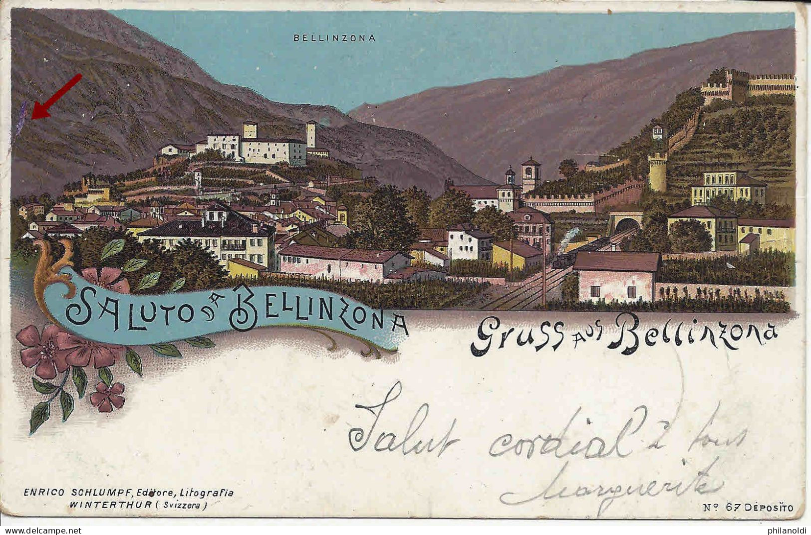 1898, Saluto Da Bellinzona, Gruss Aus Bellinzona, Lithographie, Litografia Schlumpf, Viaggiata, Circulée - Bellinzone