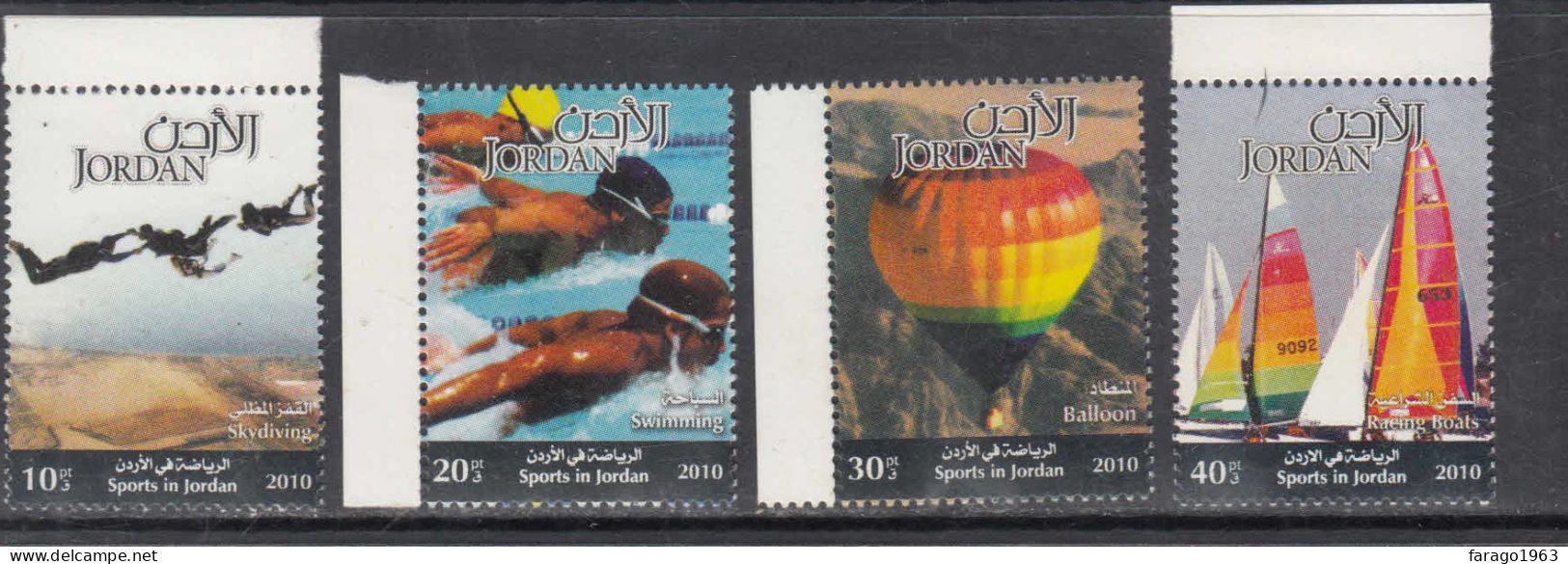 2010 Jordan Sports Sailing Skydiving Balloons Complete Set Of 4 MNH - Jordanie