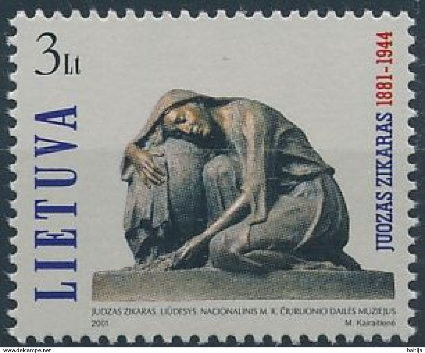 Mi 772 ** MNH / Sculptor Juozas Zikaras 120th Birthday, Sadness - Lithuania