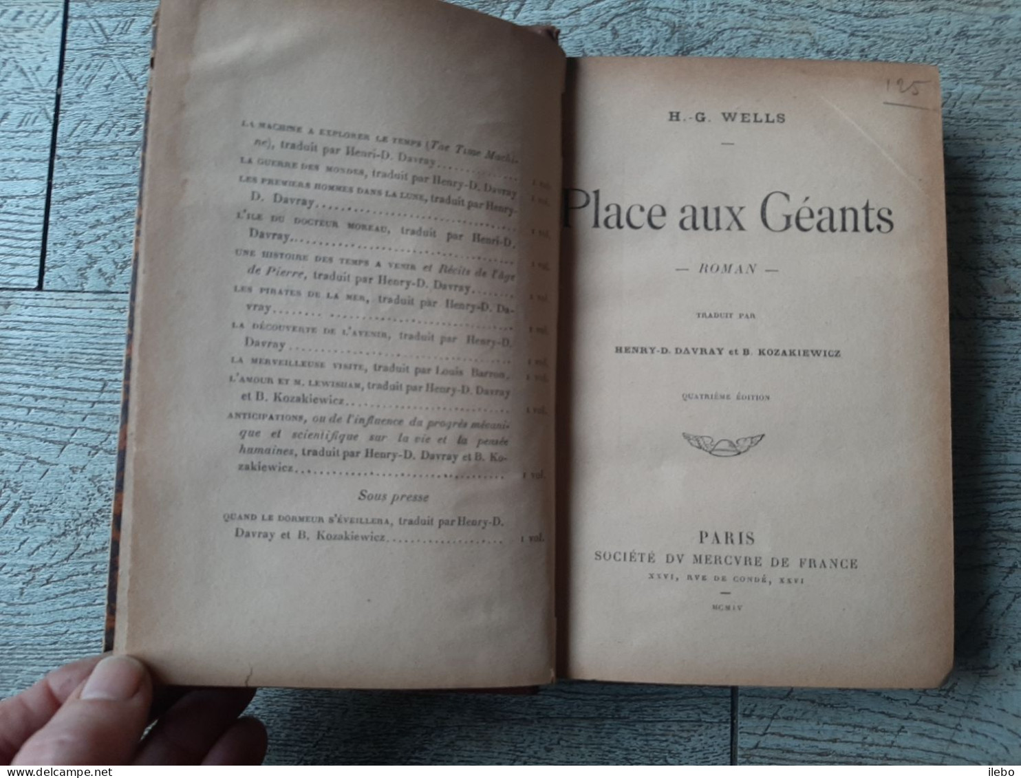 Place Aux Géants H.G.Wells Mercure De France 1904 Science Fiction - SF-Romane Vor 1950