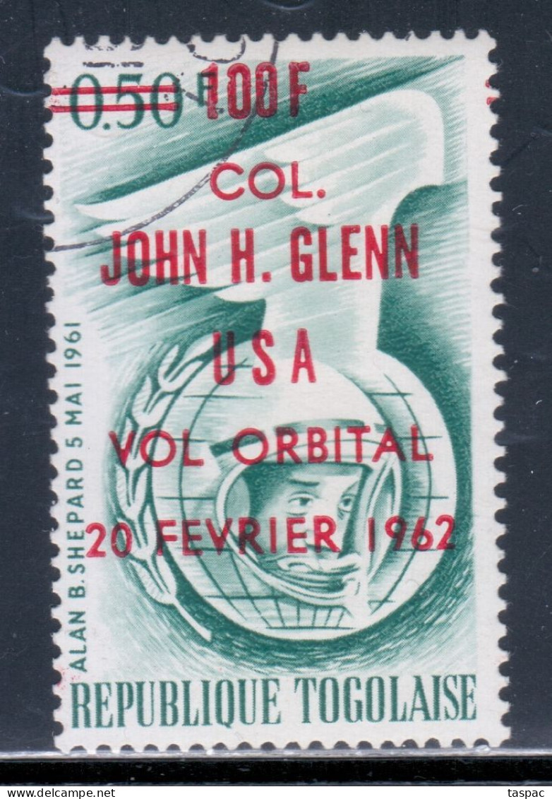 Togo 1962 Mi# 339 B Used - Overprinted In Red - Orbital Flight Of John H. Glenn / Space - Afrika