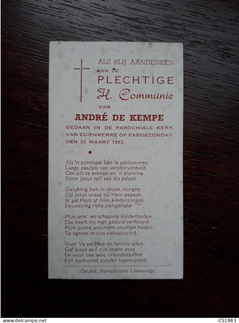 Plechtige Heilige Communie - Zuienkerke - 1953 - André De Kempe - Comunión Y Confirmación