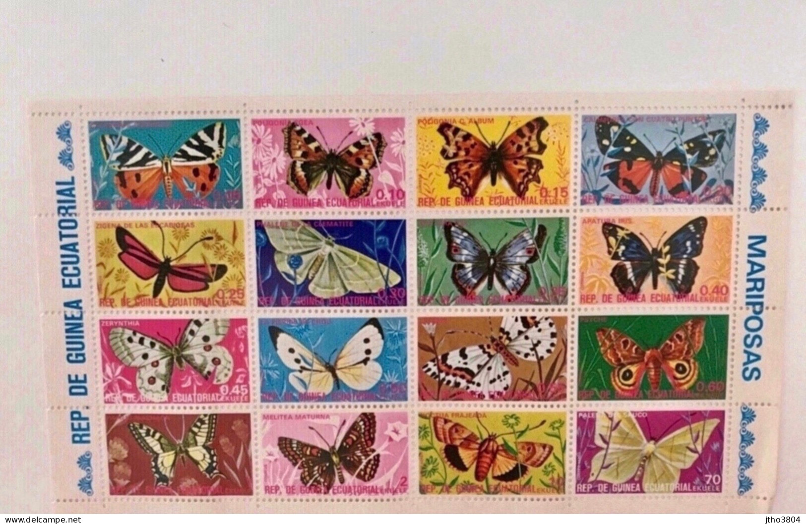 GUINÉE ÉQUATORIALE 1975 1 Bloc 16 V Oblitéré Farfalle Papillons Butterflies Mariposas Schmetterlinge GUINEA ECUATORIAL - Papillons