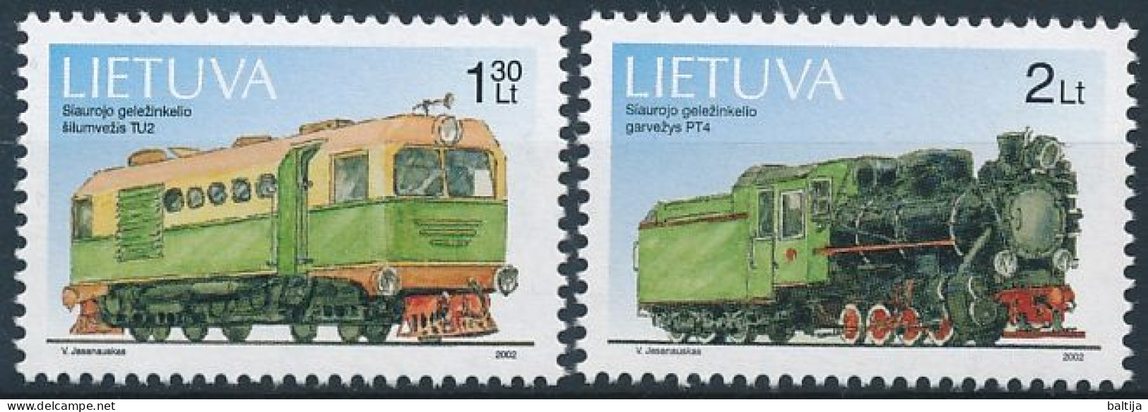 Mi 794-795 ** MNH / Technical Monuments, Narrow-gauge Locomotives, Trains, Railway - Lithuania