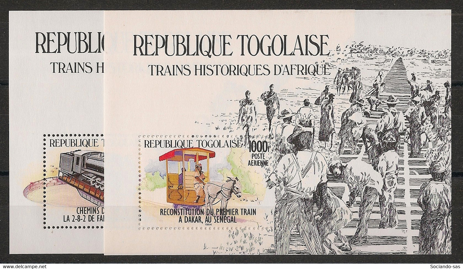 TOGO - 1984 - Bloc Feuillet BF N°YT. 231 à 232 - Trains - Neuf Luxe ** / MNH / Postfrisch - Trenes