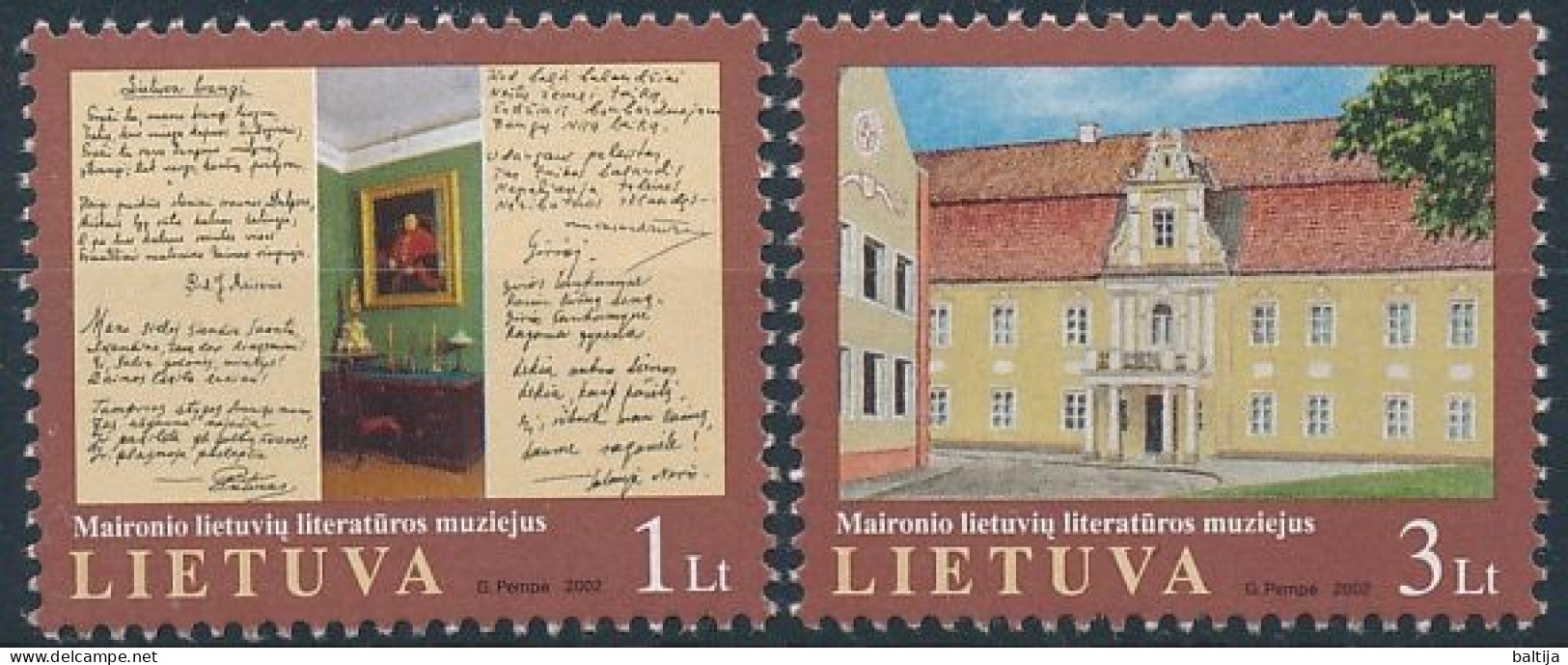 Mi 801-802 ** MNH / “Jonas Mačiulis-Maironis” Literary Museum, Kaunas - Lithuania