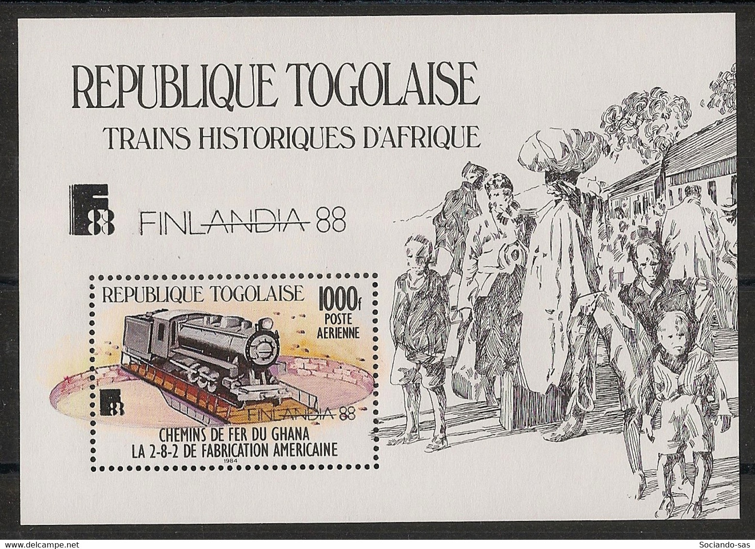 TOGO - 1988 - Bloc Feuillet BF N°YT. 270 - Train / Helsinki - Neuf Luxe ** / MNH / Postfrisch - Togo (1960-...)