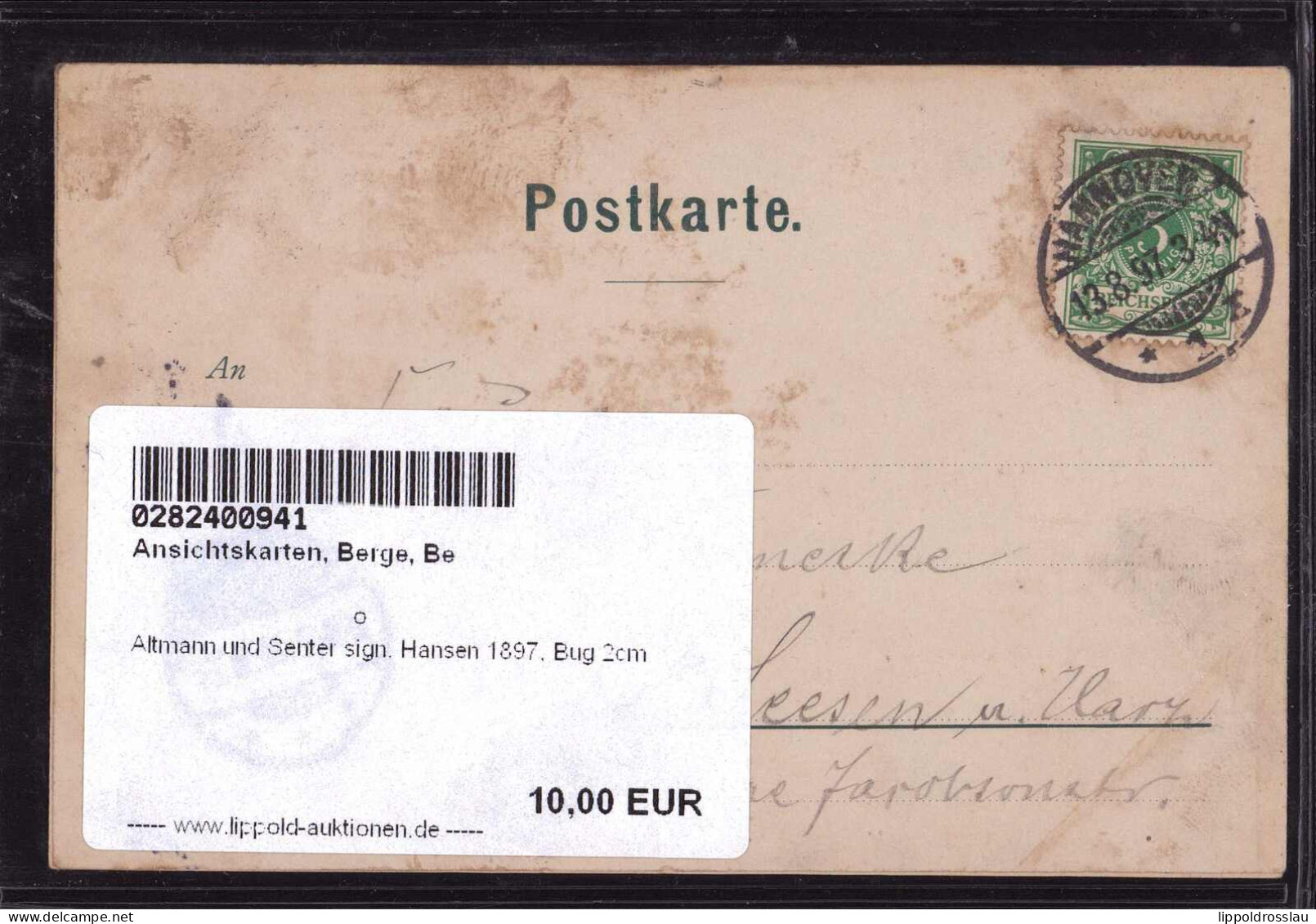 Gest. Altmann Und Senter Sign. Hansen 1897, Bug 2cm - Other & Unclassified