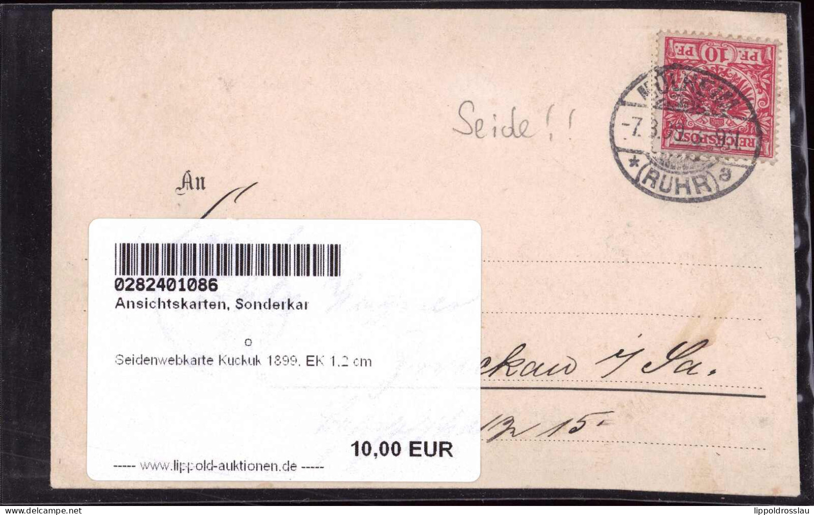 Gest. Seidenwebkarte Kuckuk 1899, EK 1,2 Cm - Ohne Zuordnung