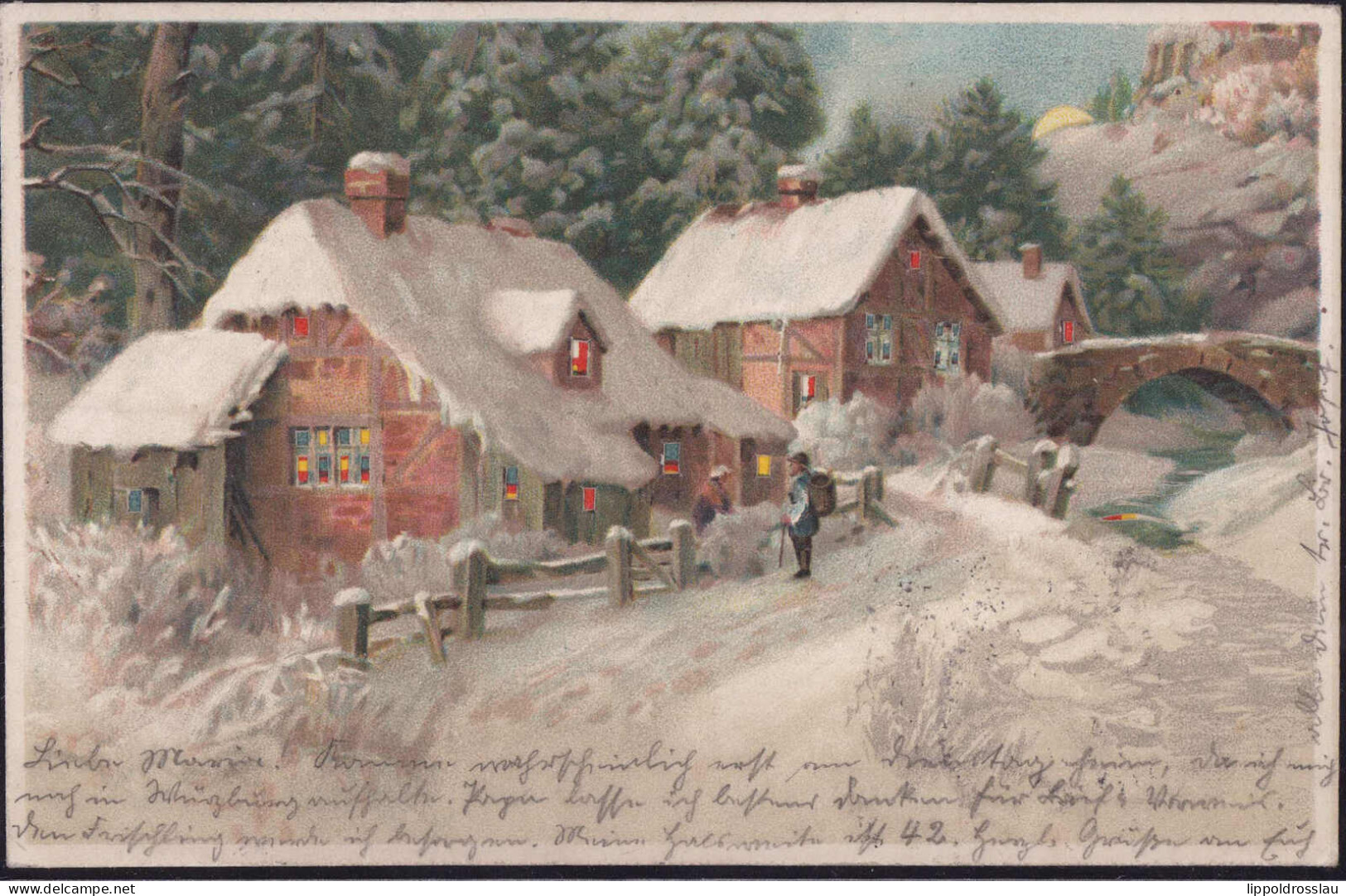 Gest. Winteridylle, Halt Gegen Licht-AK 1901 - Contre La Lumière