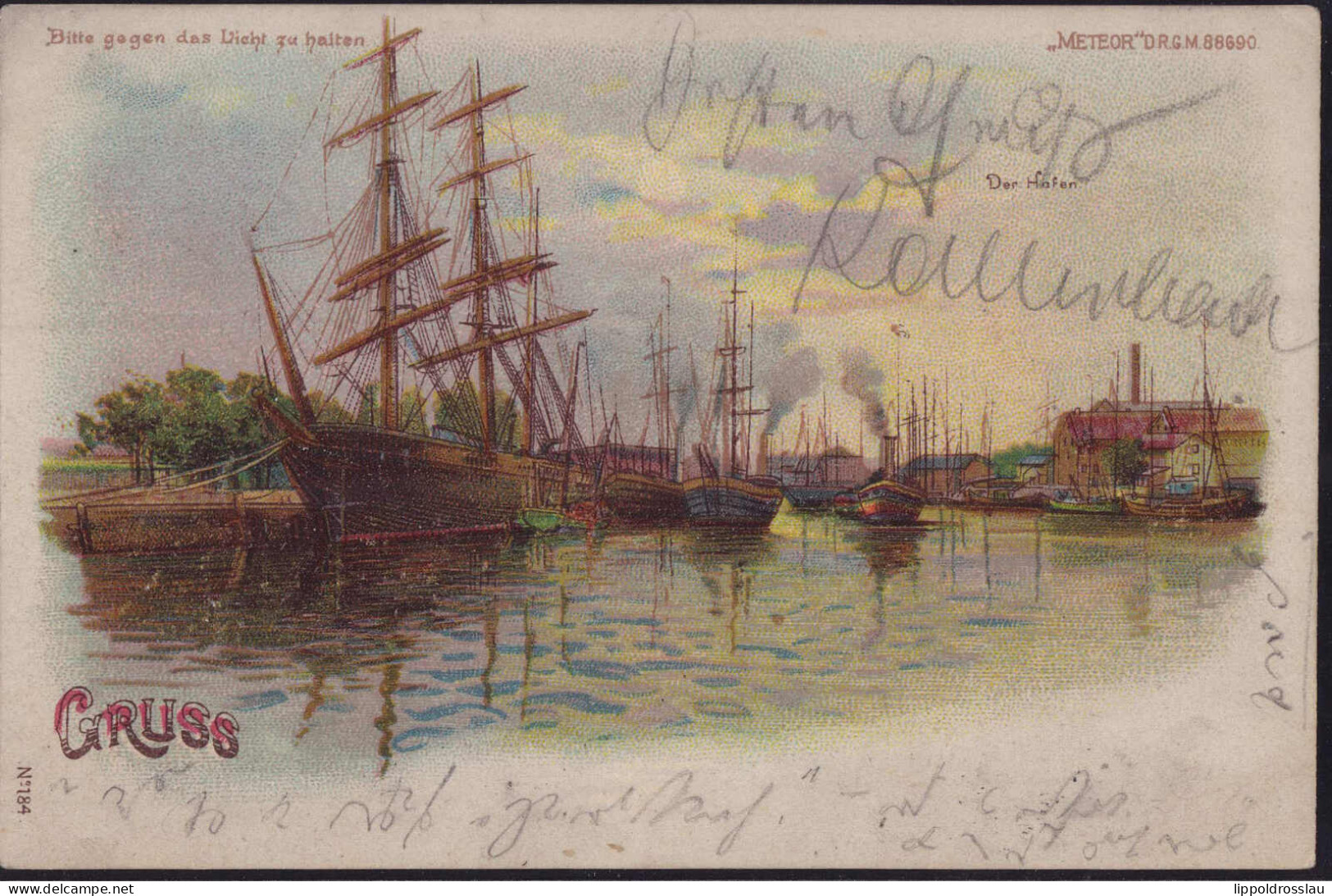 Gest. Schiffe Im Hafen Halt Gegen Licht 1901 - Tegenlichtkaarten, Hold To Light
