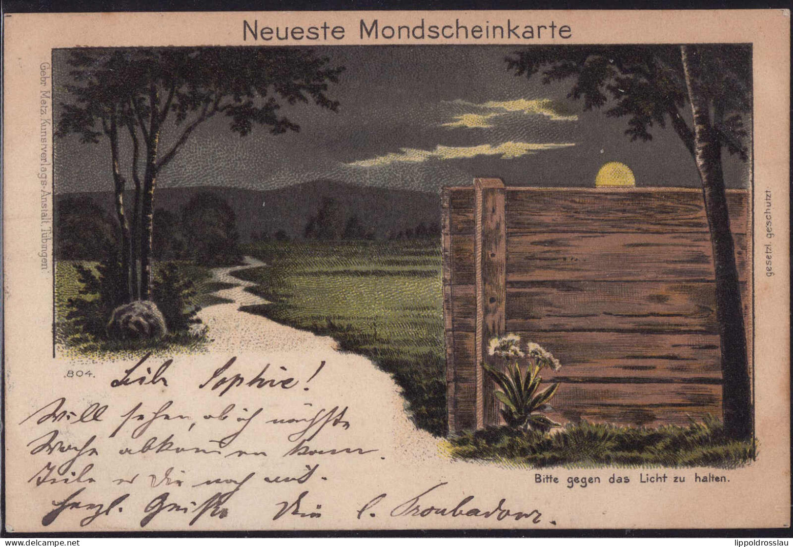 Gest. Mondscheinkarte Halt Gegen Licht 1898 - Contre La Lumière