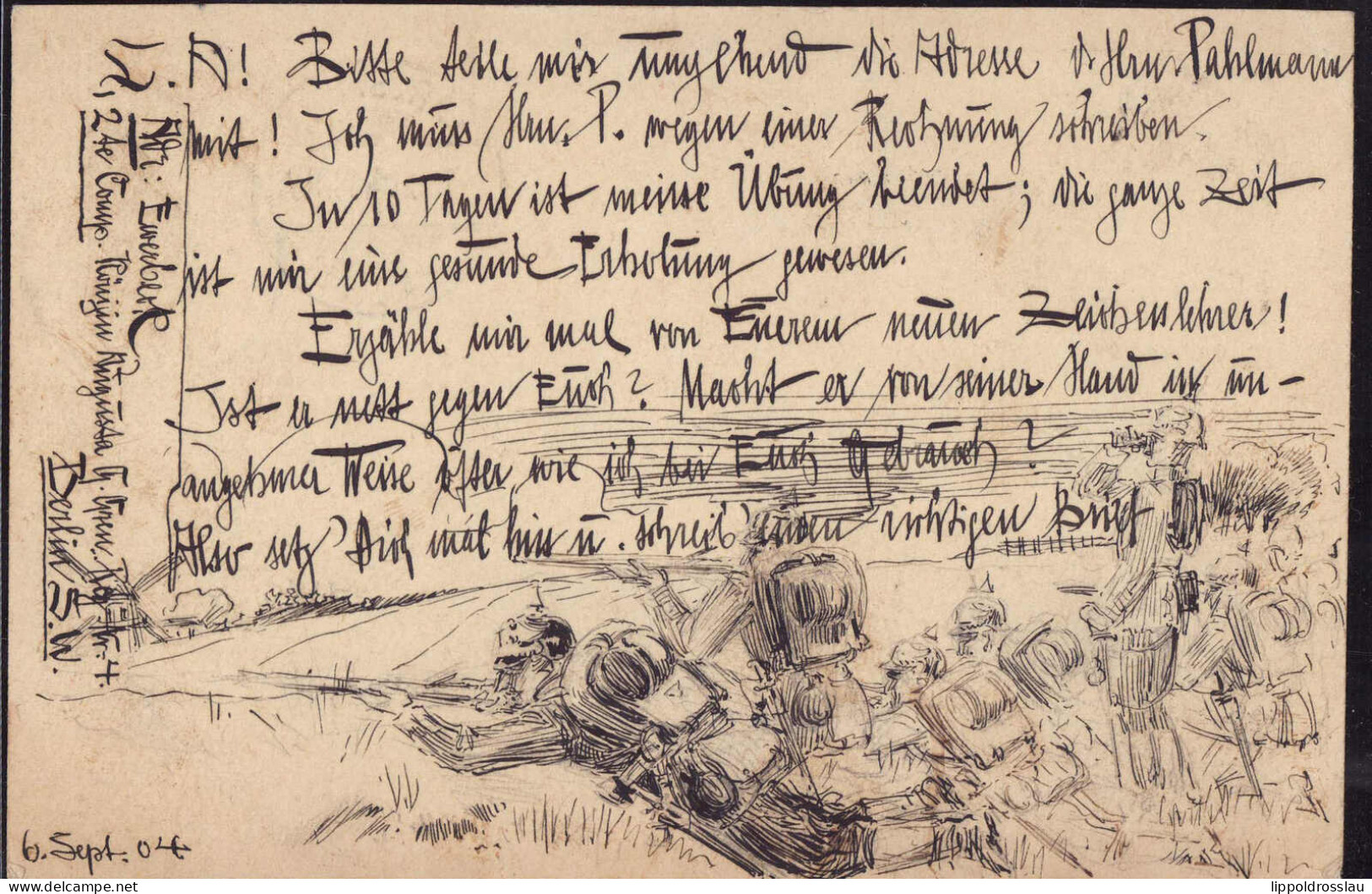 Berlin 2. Comp. Königin Augusta, Militärische Zehne, Handgemalt 6.9.1904 Sign. Ewerbert - Kirchner, Raphael