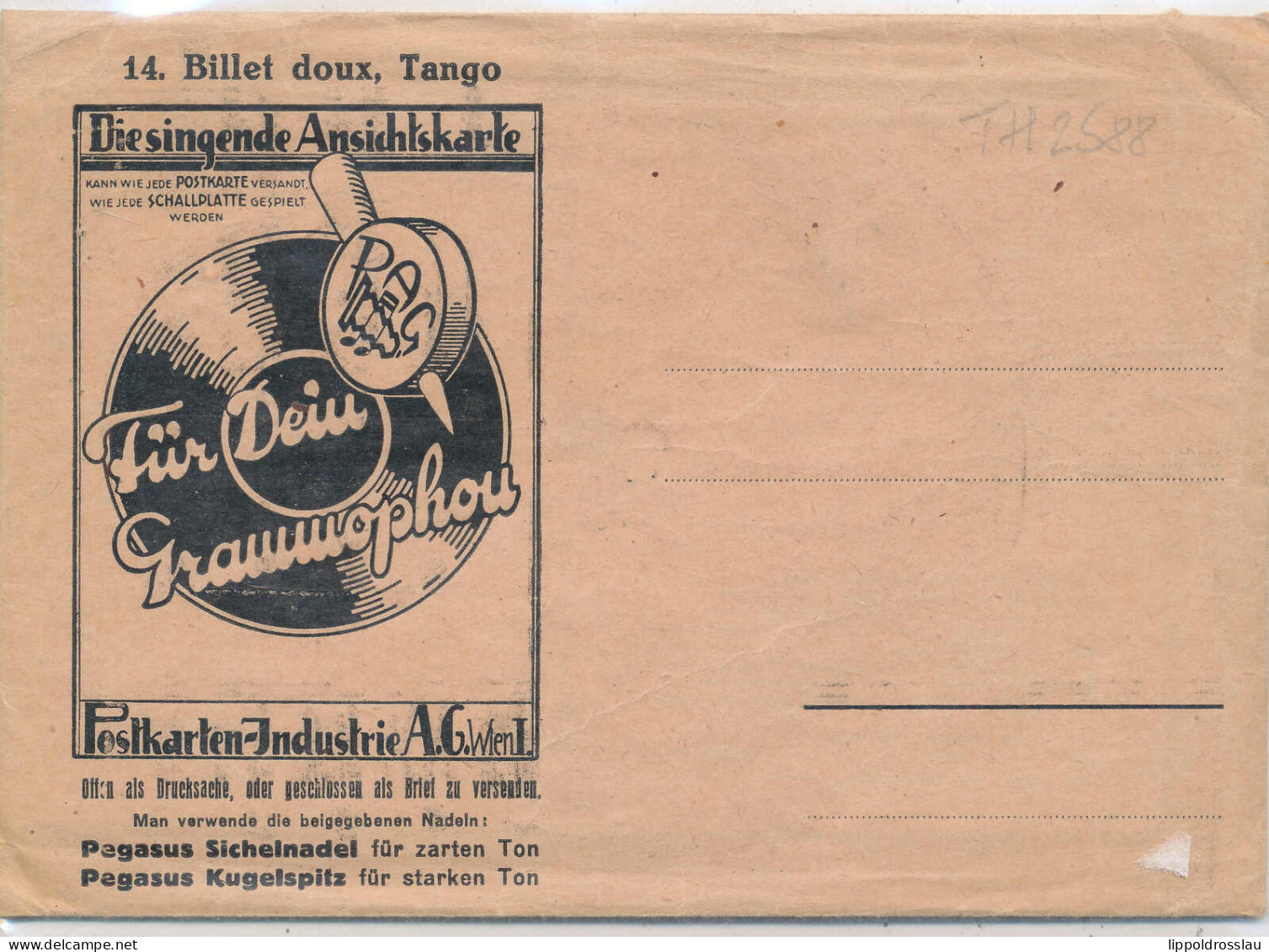 * Schallplattenkarte In Orig. Hülle, 14. Billet Doux. Tango - Tegenlichtkaarten, Hold To Light