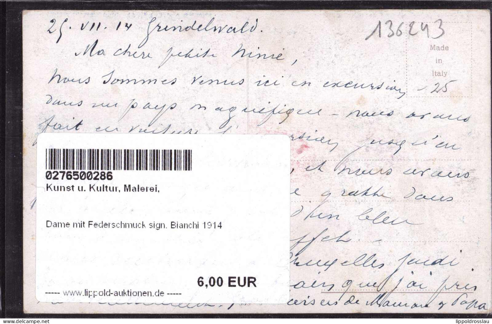 * Dame Mit Federschmuck Sign. Bianchi 1914 - Other & Unclassified