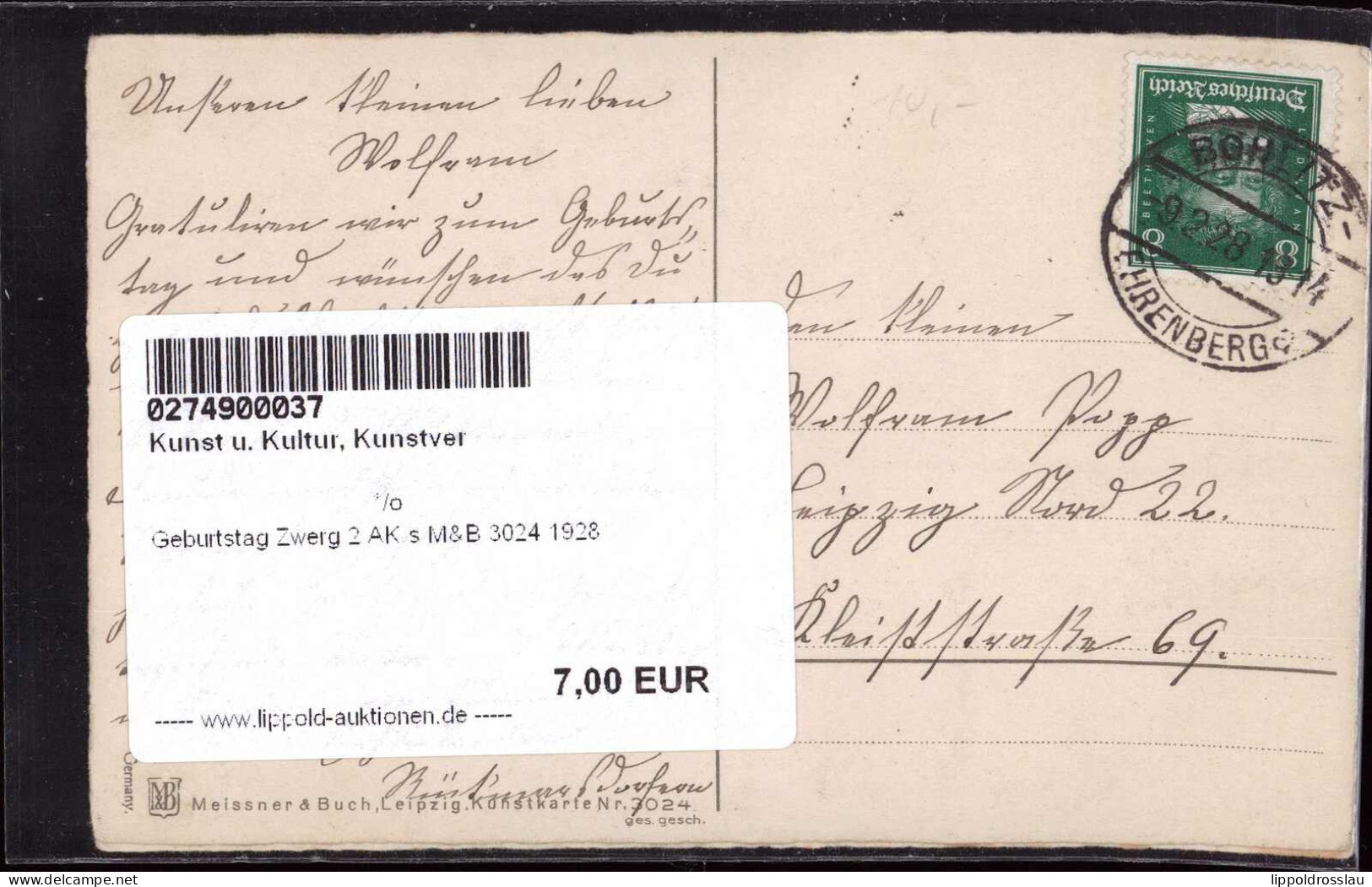*, Gest. Geburtstag Zwerg 2 AK's M&B 3024 1928 - Sonstige & Ohne Zuordnung