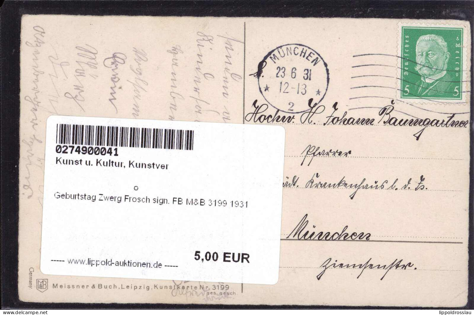 Gest. Geburtstag Zwerg Frosch Sign. FB M&B 3199 1931 - Sonstige & Ohne Zuordnung