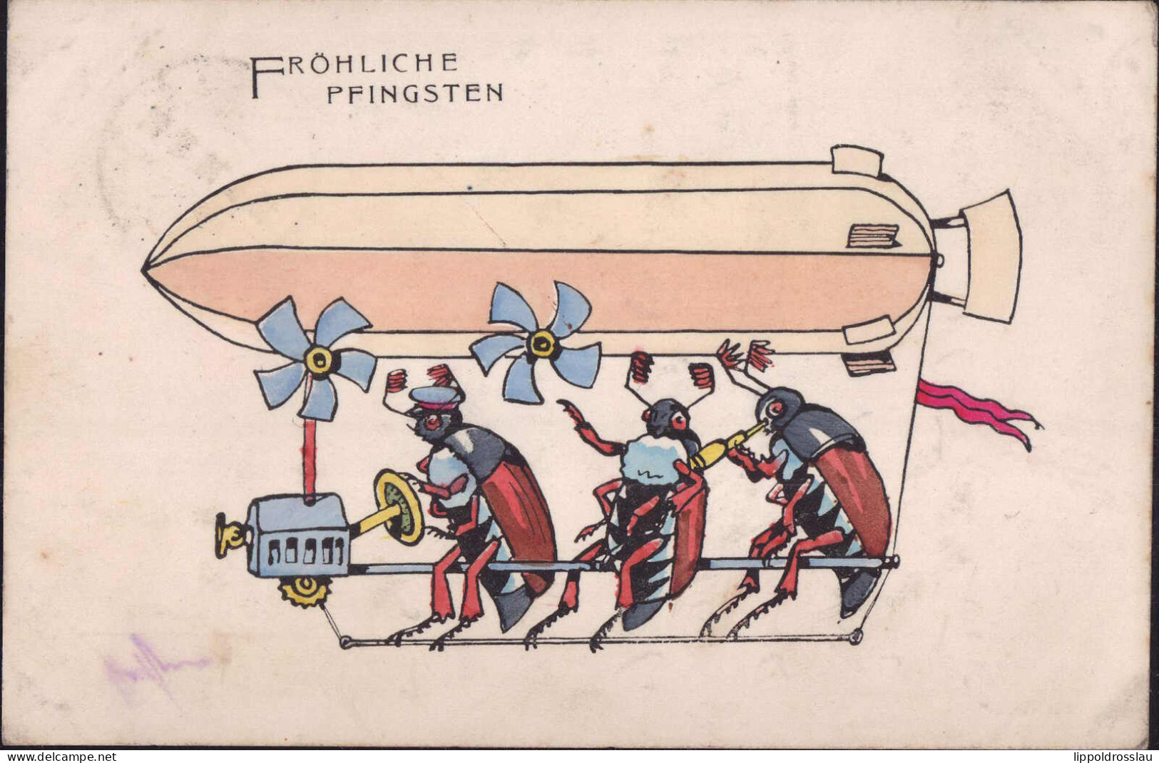 Gest. Pfingsten Maikäfer Zeppelin 1910 - Pfingsten