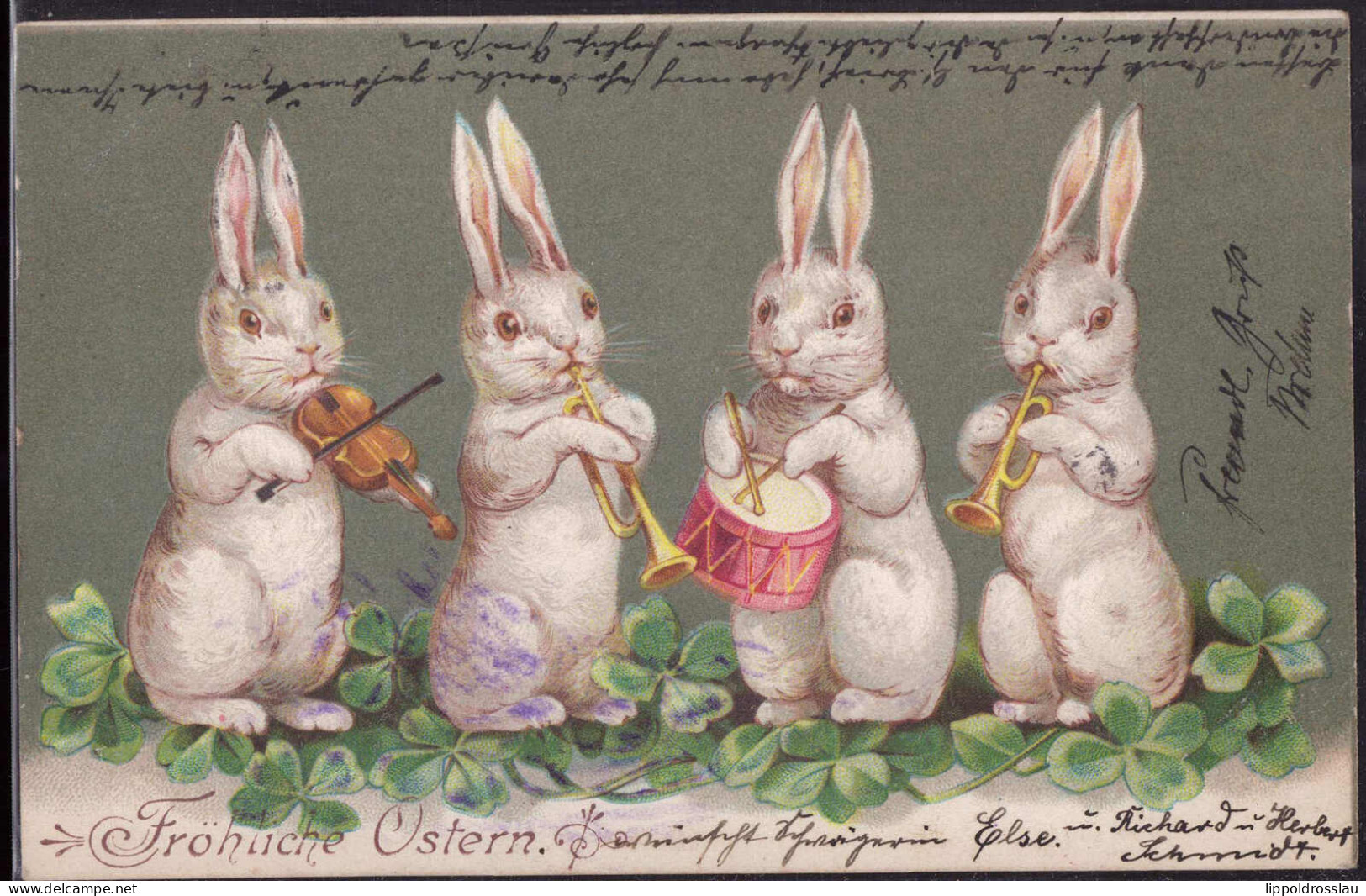 Gest. Ostern Hasen Prägekarte 1905 - Pasqua