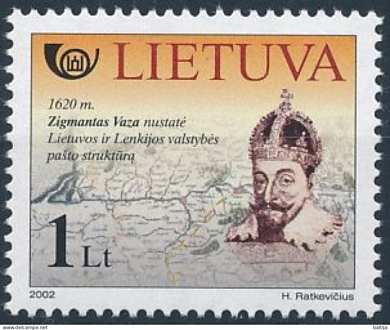 Mi 803 ** MNH / Postal History, King Sigismund III Vasa, Postal System Pioneer In Lithuania And Poland - Lithuania