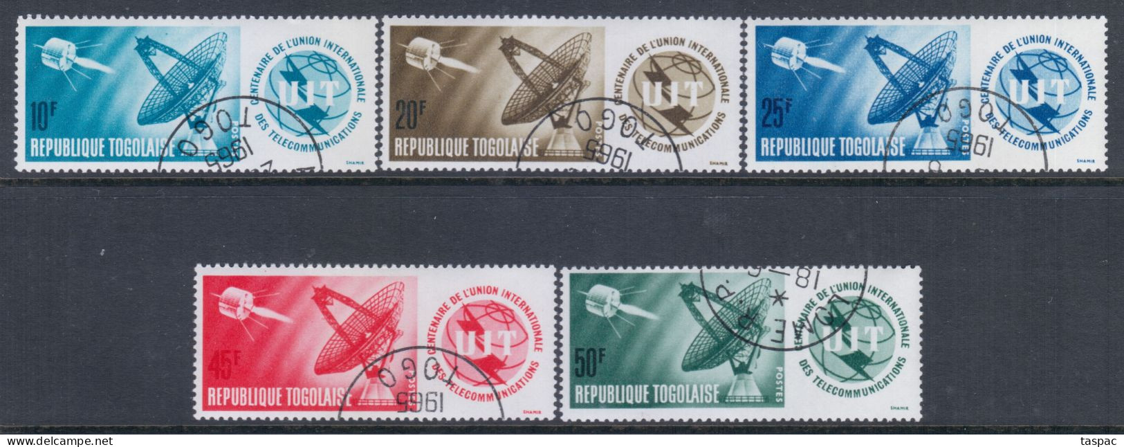 Togo 1965 Mi# 457-461 A Used - ITU, Centenary / Space - Togo (1960-...)