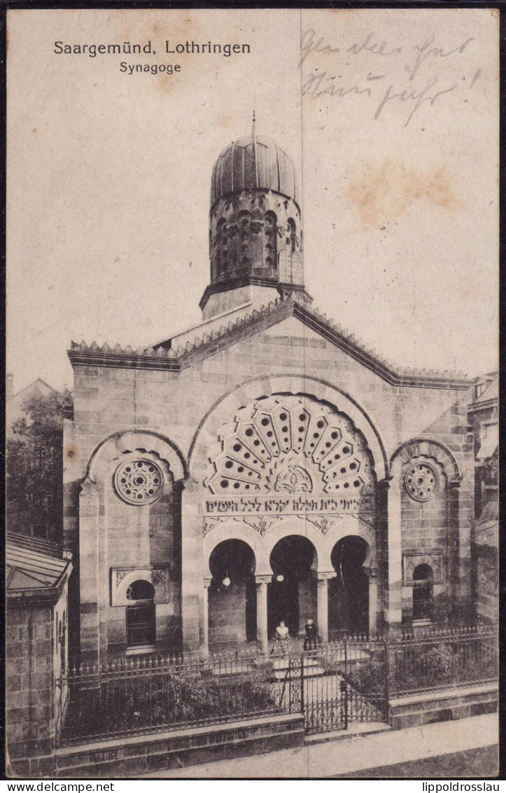 Gest. Saargemünd Synagoge, Feldpost 1916 - Jewish