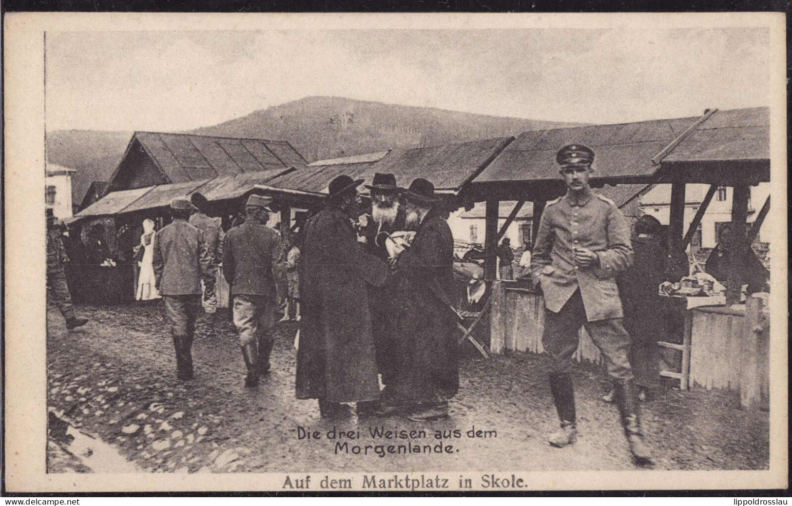 * Juden Auf Dem Marktplatz In Skole 1917 - Judaika