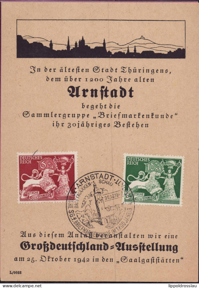 Gest. Arnstadt Schmuckblatt Großdeutschland-Ausstellung 1942 - Timbres (représentations)