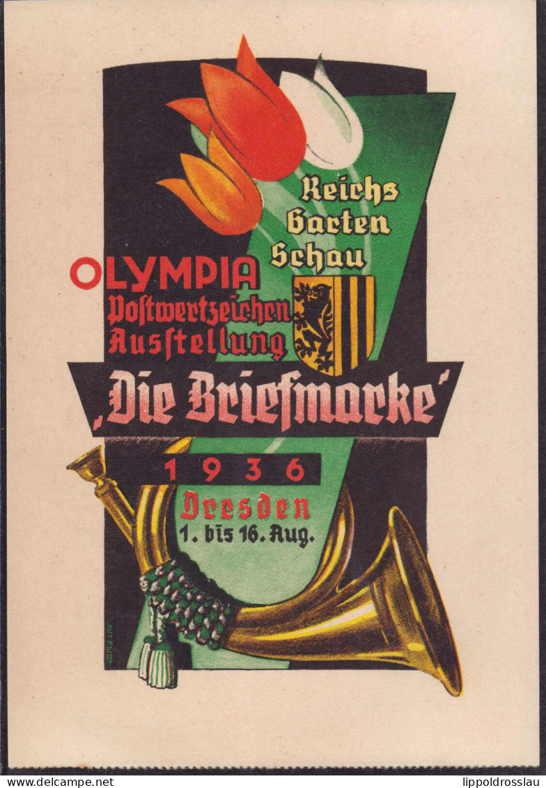 Gest. Dresden Olympia-Postwertzeichenausstellung SST 1936 - Timbres (représentations)