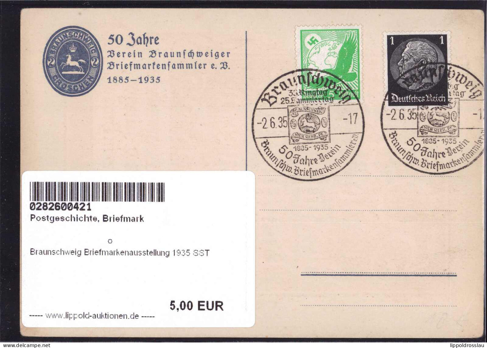 Gest. Braunschweig Briefmarkenausstellung 1935 SST - Timbres (représentations)